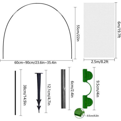 Ensemble de 18 Arceaux pour Serre Tunnel Surélevée, Constituant un Cadre de Culture en Fibre de Verre pour Vos Plantes dans le Jardin-Fei Yu