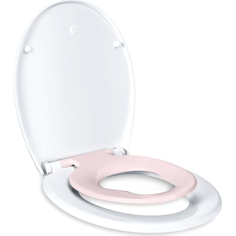 Todot – Abattant WC familial avec siège enfant magnétique – Frein de chute silencieux – Charnière réglable – Polyéthylène – Compatible avec la plupart des toilettes - DBTS03BJ