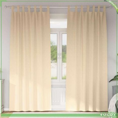 Rideaux occultants - FAFEISY - Tissage triple - Crème - 260 x 140 cm - Avec crochets et anneaux (1/5)