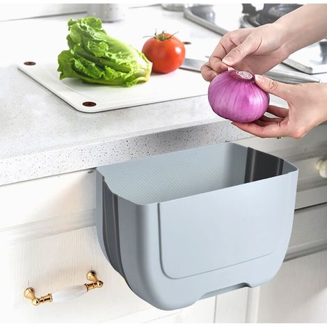 Mini poubelle pliable à suspendre pour porte d armoire de cuisine petite poubelle pliable sous l évier poubelle murale pliable pour (1/5)