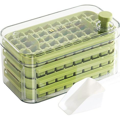 Bac a Glacon, Glacons Moule de Qualité Alimentaire Avec Couvercles, Libère Tous Les Glaçons en une Seconde, Sans BPA, 200 Bac à Glaçons bacs à Glaçons Carrés Faciles à Retirer（vert） (1/4)