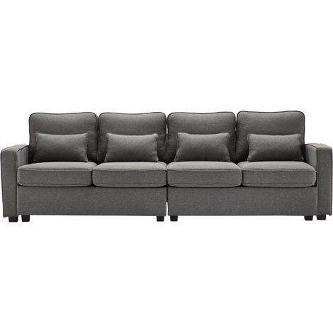 Canapé 4 places en tissu avec poches d’accoudoirs, 4 coussins lombaires et dossier haut, assise confortable pour salon, bureau et appartement CHICFURN (1/5)