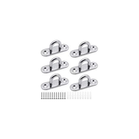 6 pièces plaques à œillets plaque de couverture en acier inoxydable plaque de mât de 5mm Crochets de fixation robustes pour crochets muraux chaises suspendues auvent accessoires de bateau etc (1/4)