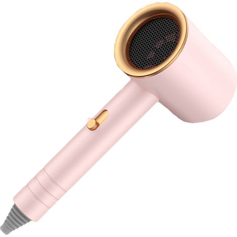 Sèche-cheveux silencieux avec embout rotatif à 360°, séchage rapide, en ABS et PP, portable, pour la maison et le salon de coiffure, rose avec lumière bleue