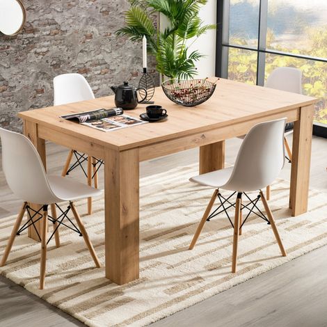 Mesa Extensible Lanusei, 8 Plazas, Extensible, 160.5x90.5x76.5h cm Marrón Roble Nudos (1/5)