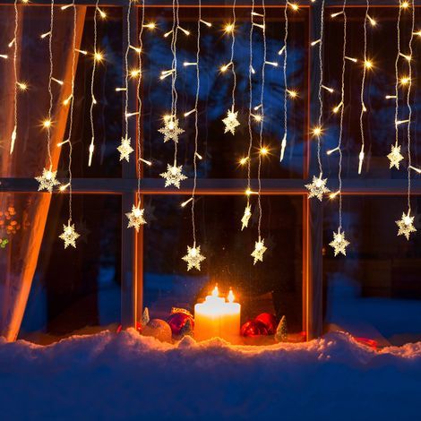LED-Lichterkette mit Schneeflocken-Design aus transparentem Acryl, Weihnachtsdekoration, Timer, 8 Modi, wasserdicht (1/5)