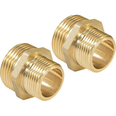 1" Mâle à 3/4" Mâle Filetage Connecteur de Mamelon Hexagonal en Laiton Double Mâle pour la Conversion de Raccordement de Tuyau (2 Pièces) (1/5)