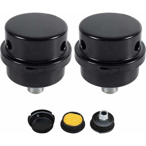 Compresseur d'air Filtre Silencieux, 3/8" 16mm Male Filetage Metal Coque Air Compresseur Silencieux Filtre, Silencieux Fliter d'admission en métal pour les chaudières à compresseur d'air Guazhuni 2 Pc