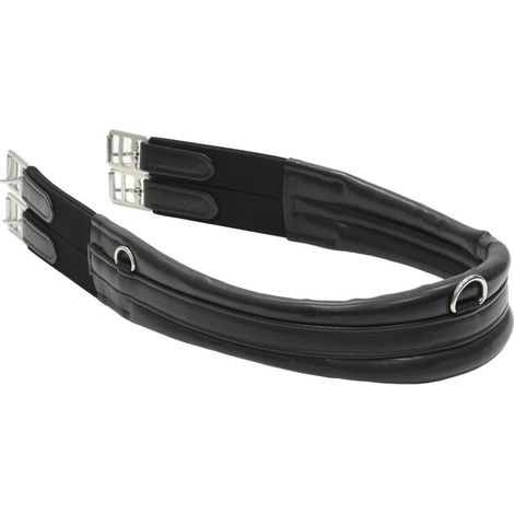 Sottopancia per cavalli sagomato in pelle sintetica con terminali elastici e 3 anelli: 135 cm, nero