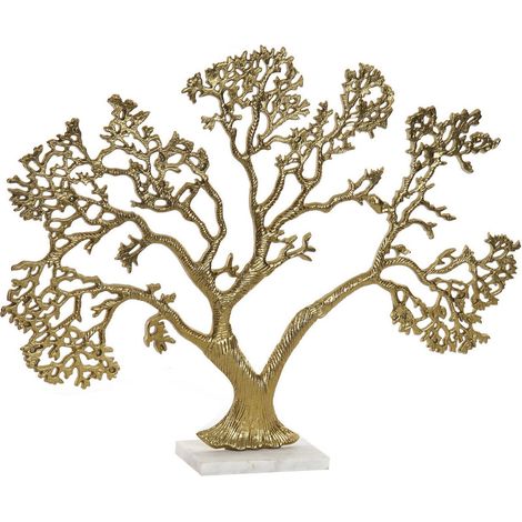 Arbre décoratif doré en aluminium sur socle marbre blanc chic - doré sur socle marbre blanc (1/3)