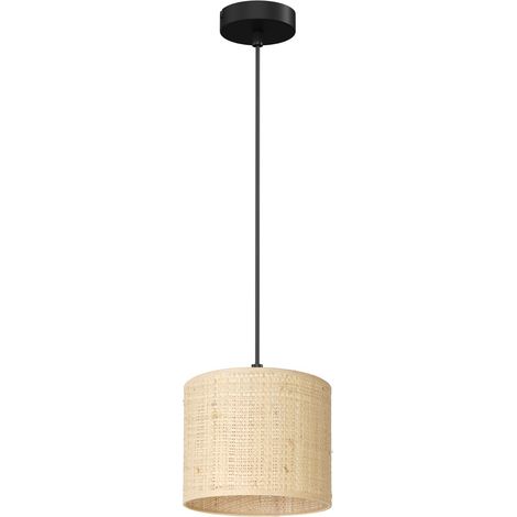 Suspension rotin métal crème/noir Ø18cm E27 15W Luminex