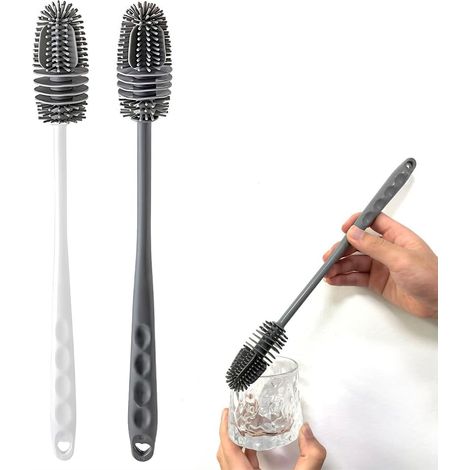 Lot de 2 Brosses à Bouteille, Brosses à Vaisselle Tête en Silicone Brosse de Nettoyage, Brosse de Nettoyage Brosse de Nettoyage de Bouteille (1/5)