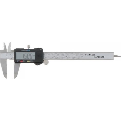 Pied à coulisse digital 150 mm à molette Wilmart — inox, lecture 0,01 mm (réf. 006121) (1/2)