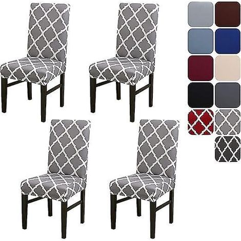 lot De 4 Housses De Chaise Extensibles, Housse De Chaise De Salle Manger Universelle Amovible, Lavable, Moderne Et Durable, Adapte Pour La Dcorat (1/5)