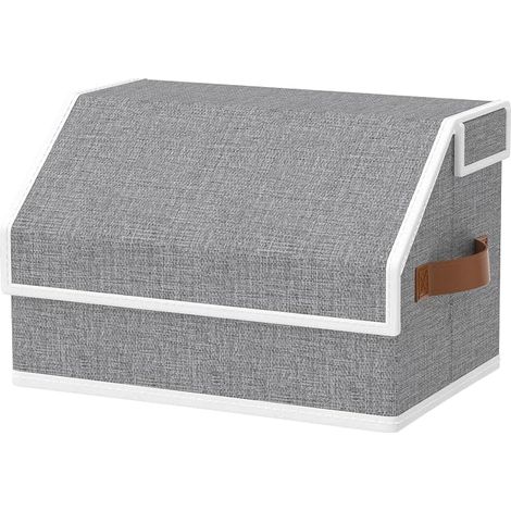 Boîte de Rangement, Organisateur de Vêtements, Panier Tissu, 38 x 25 x 25 cm, Pliable, Inclinable, Caisse avec Couvercle, Gris (1/5)