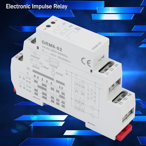 Relais bistable à impulsion électronique GRM8-02, relais à mémoire, bobine 230V AC, module de verrouillage pour automatisme (1/5)