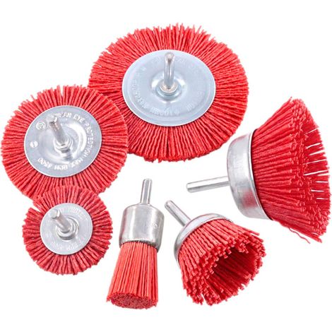 Lot de brosses à fil abrasif en nylon avec tige de 1/4 pouce, brosse en nylon pour perceuse idéale pour enlever la rouille, la corrosion, la peinture – Réduit la rupture de fil (1/5)