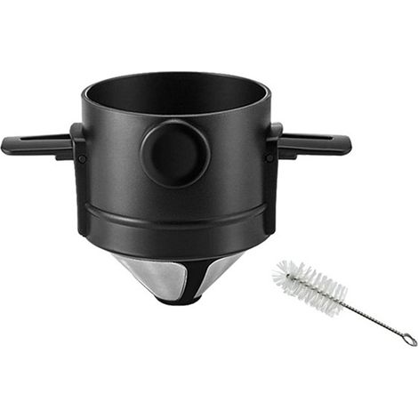 Ensemblecafetière portable à filtre à café en poudre, style américain, en acier inoxydable 304, avec tasse à filtre réutilisable. (1/5)