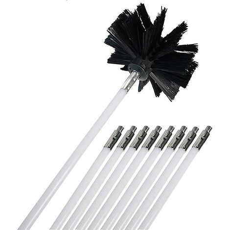 Nettoyage de cheminée par perceuse, kit de 9 pièces avec tiges et brosses, ensemble professionnel pour ramonage, accessoires pour conduit, matériel de nettoyage complet, 2023. (1/5)