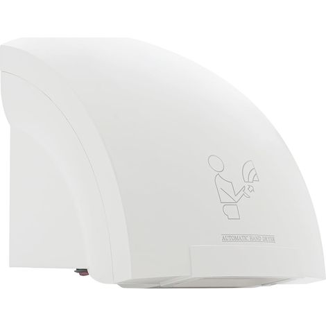 Elektrischer Händetrockner, 1200 W, Schutzart IPX4, automatischer Wandhändetrockner, 40–65 °C, kompakter Heißluft-Händetrockner für Badezimmer und WC zu Hause.