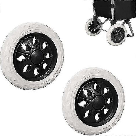 Roues de rechange pour chariots de supermarché, en caoutchouc et plastique avec mousse, noires (lot de 2) (1/5)