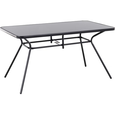 Mesa de jardín cuadrada acero revestido de polvo negro 140 x 80 cm moderna exterior Livo (1/5)