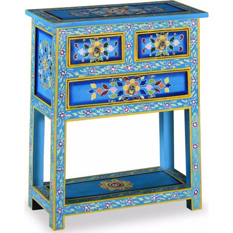 Aparador mueble consola mueble de almacenaje con cajones madera maciza de mango pintura turquesa 4402025 (1/5)