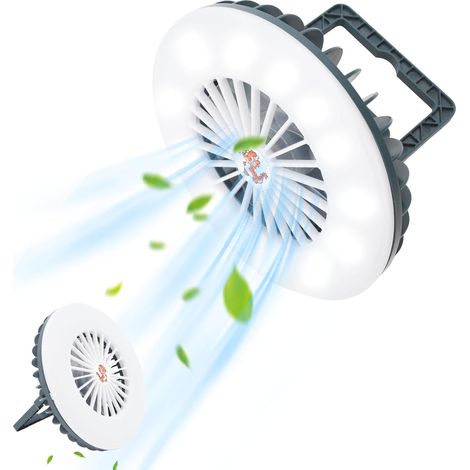 Lanterne Camping avec ventilateur, Lampe de Tente LED avec ventilateur Rechargeable USB, Tente lampe Lanterne Powerbank Accessoires de camping pour l'Extérieur, Camping, Bureau, Gril (1/5)