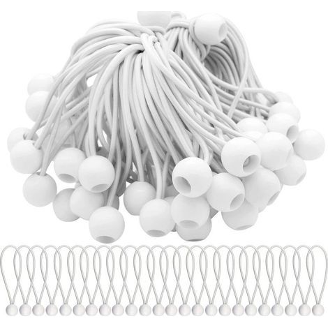 Packung mit 50 elastischen Spannern, elastischen Kordeln mit Kugeln, Bungee-Seilen, elastischen Kugeln für Festzelte, Zelte, Banner und Planen (1/5)