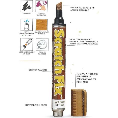 MARCATORE PROFESSIONALEPER IL RITOCCO DEL LEGNO SCRATCH FIX 1205 MARRONE MEDIO (1/3)