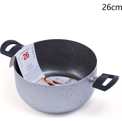 TrAdE Shop Traesio - Casseruola Pentola Con 2 Manici Antiaderente Diametro 14/16/24/26 Cm Utensile Per Cucinare -    -26 cm   -