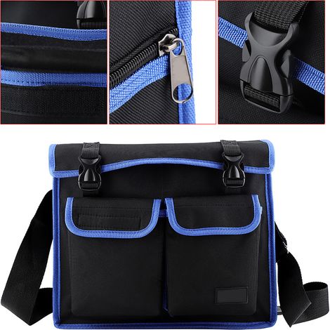 Sac à outils en tissu Oxford épais avec bandoulière et compartiment de rangement pour électriciens et réparateurs (bleu) (1/5)
