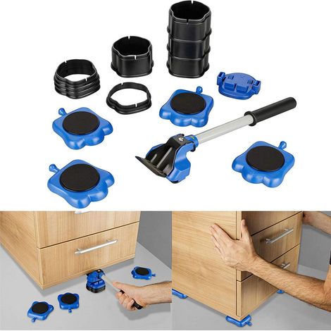 Ruote Sposta Mobili Pesanti con Asta Cambio Sollevamento Divano Tavolo 1200kg (1/7)