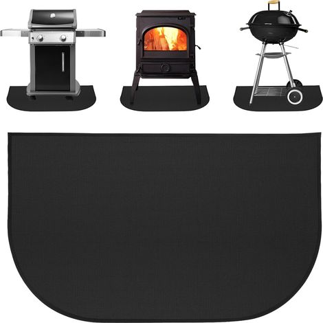 Alfombra Ignífuga - Alfombra Protectora Para Chimeneas Y Barbacoas - Fibra De Vidrio Recubierta Con Silicona - 50x80 Cm - Negro - Uso Interior Y Exterior - 1 Unidad (1/5)