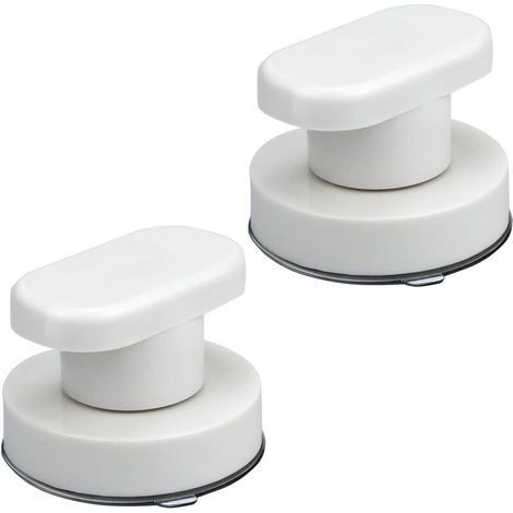 Lot de 2 poignées à ventouse pour siège de toilette, porte ou tiroir – fixation forte sur verre, miroir ou surface lisse, sans perçage (1/5)