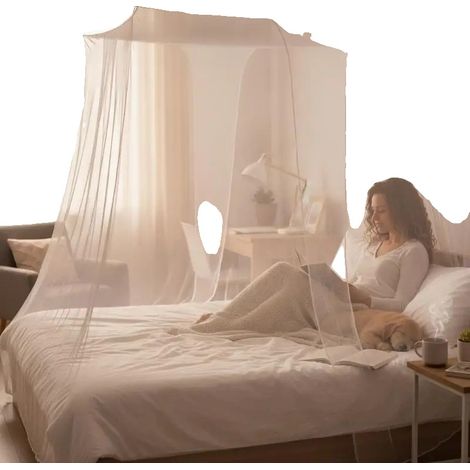 Moustiquaire, Matériau en Polyester, Design Spacieux, Blanc (1/2)