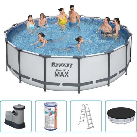 Piscine Bestway Steel Pro MAX - 488 x 122 cm - Ronde - Avec pompe de filtration + accessoires (1/5)