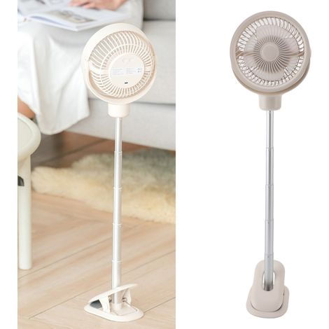 Ventilador de escritorio USB recargable de 4 velocidades con clip e iluminación LED – Modelo V4, carcasa de ABS y aleación de aluminio. (1/5)