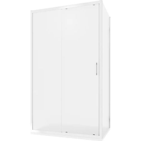 Cabine de douche 90x110 cm Porte coulissante et paroi fixe Profilés en aluminium chromé Verre trempé 6mm opaque avec traitement Easy-clean h198 - Réversible Mod. Tahiti