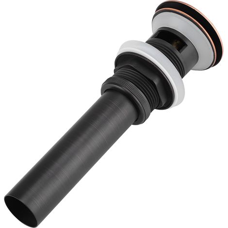 Messing-Armaturenset, 1/4 G1, Klick-Klack-Ablaufgarnitur für Spülbecken und Waschbecken mit Überlauf, Oberfläche in gebürsteter Bronze, Komplettset (1/3)
