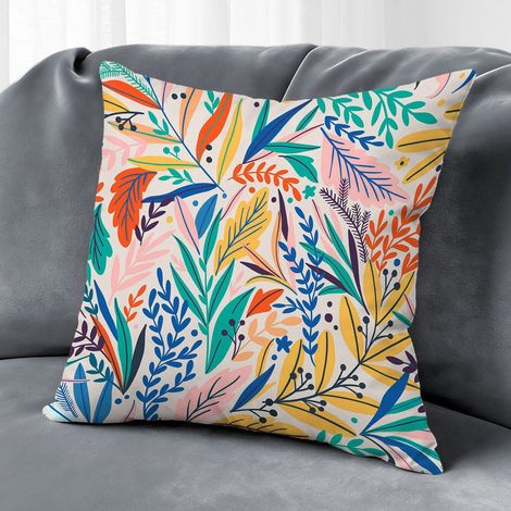 Housse de coussin floral extérieur, style rustique pour patio,50×50cm (1/5)