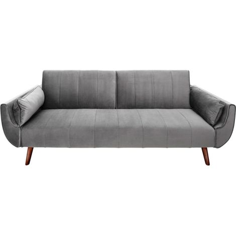Sofa DANNA grau - Skandinavisches Schlafsofa aus Samt
