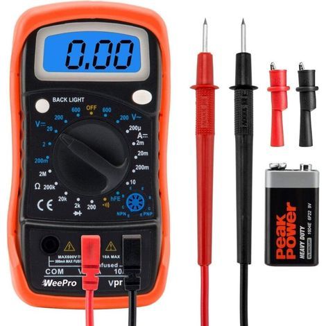 Multimètre Numérique Testeur À Affichage Lcd Rechargeable Mesure Courant Ac/Dc, Ncv, Résistance, Continuité, Capacité, Température (1/4)