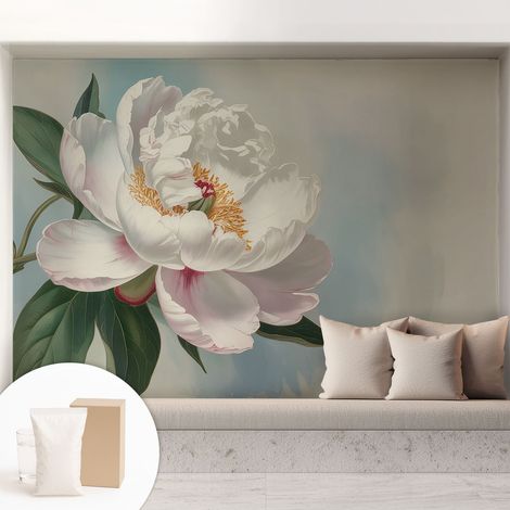 Tapete Vliestapete mit Kleber modern Wohnzimmer - Wanddeko Schlafzimmer - Tapete mit Motiv Wunderschöne Pfingstrose 208x146 cm (1/5)