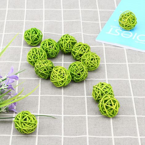 20 boules de rotin pour décoration de jardin, mariage, fête, Noël (vert) (1/5)