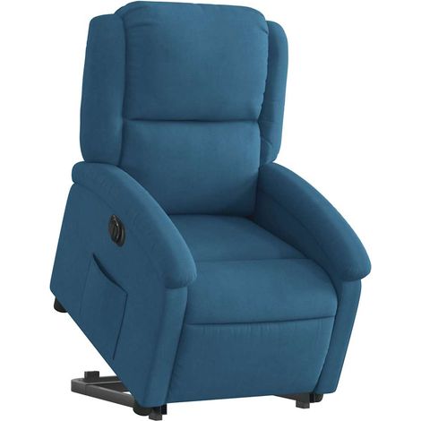 vidaXL Poltrona Alzapersona Reclinabile Elettrica Blu in Velluto (1/5)