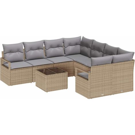 Maison Exclusive - Sofa Set mit Kissen 9 pcs Beige und Grau Poly