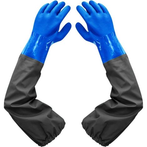 Dépolie Étanche Gants-Allonger Gants en Caoutchouc-Gants de Nettoyage D'étang, 26 inch Doublure Floquante Poignets Élastiques, Pour Industrie chimique Agriculture Pêche Construction (1/4)