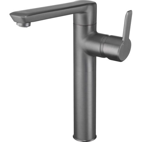 Miscelatore lavabo alto maniglia laterale in ottone finitura titanio - Stapol
