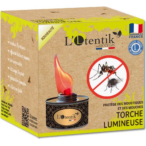 Torche lumineuse répulsive rouge anti-moustique TP19 – Support géraniol 4.5% – Diffusion 5h30 – Protection efficace contre insectes